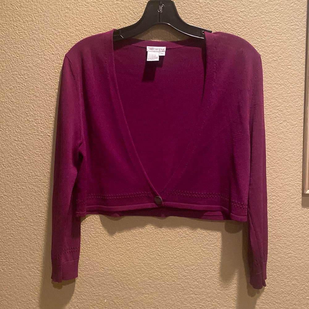 Worth New York maroon shrug sweater